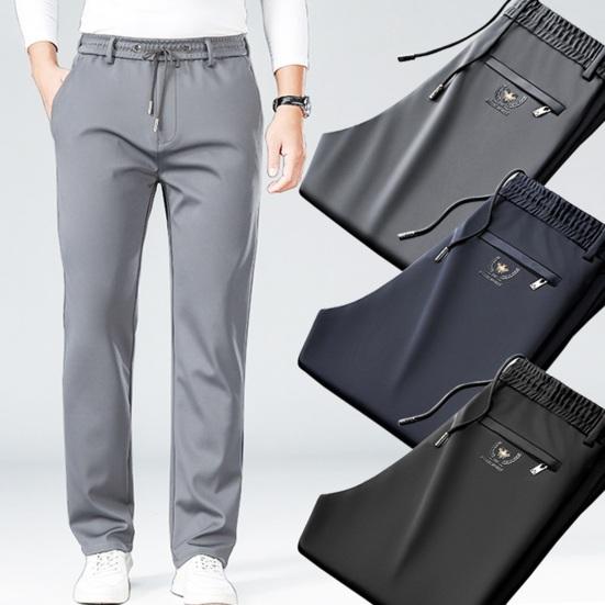 Men's Trousers Elastic Waist 2 Side Pockets |Breathable ,Soft Full Length ( Black + Grey ) - Pack of 2